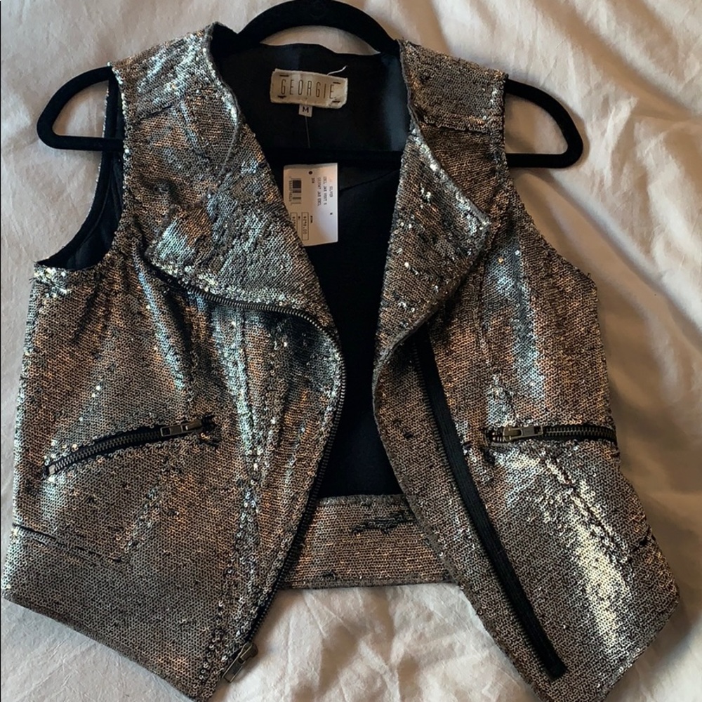 Sequin Moto vest